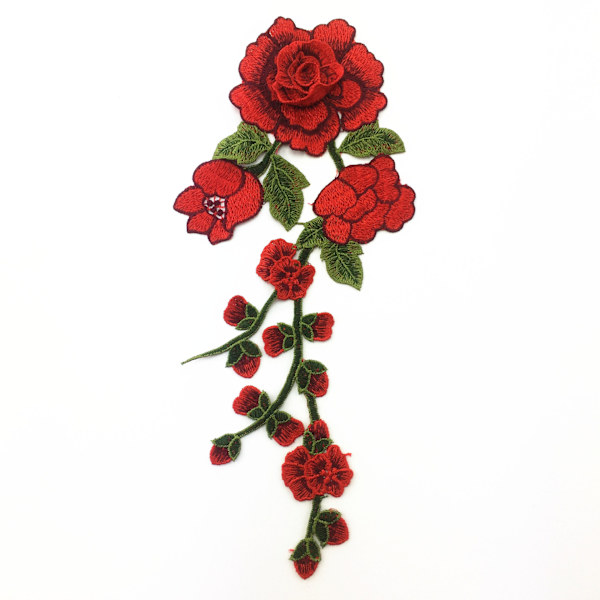 Broderade Stryk-på-lapp, 8 st Rosblommor Stryk-på-Applikationer L