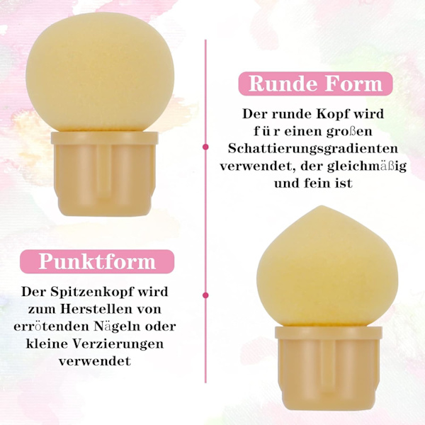 2 st Dubbla Spongnagelborstar med 8 Ersättnings-Sponghuvuden, Gradienterande Färgrendering DIY Nagelkonst Nagel M