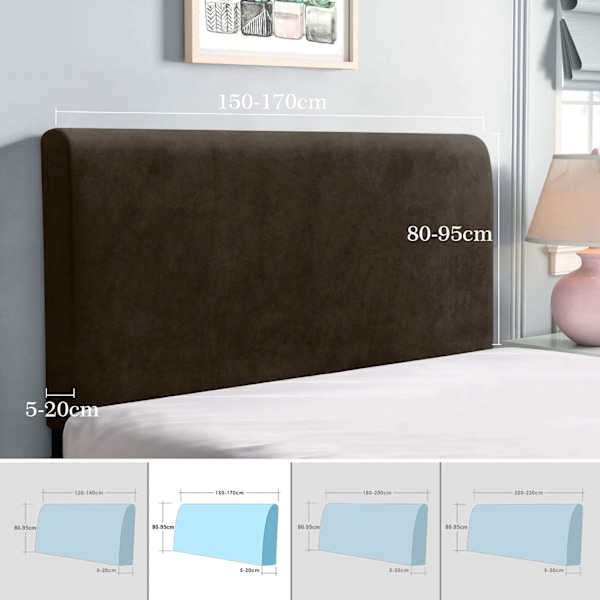 Sengegavltrekk, Brun 150-170 cm, Elastisk sengegavlbeskyttelsestrekk, all-inclusive design soli