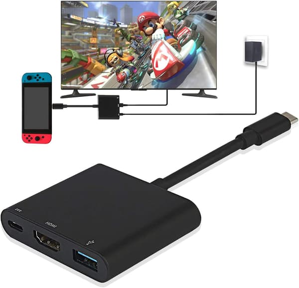 Team 4K 1080 HDMI-adapter til Switch, 3-i-1 multiport USB 3.0 P