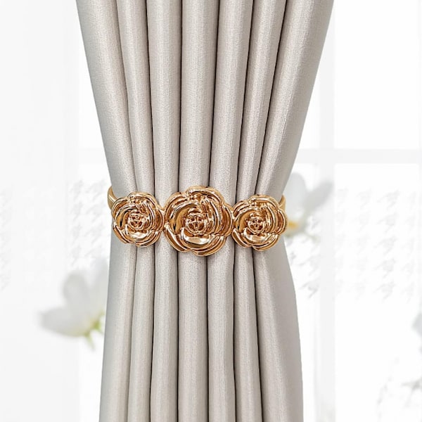 2 Pak Elegant Guld Blomster Gardin Bindebånd Forårstrop Draperi Holdback Blomster Gardin Bindebånd