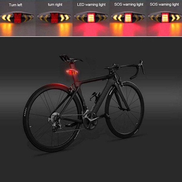 Cykel Baglygte LED Cykel Baglygte Blinklys med Trådløs Fjernbetjening Genopladelig Multifunktionel Tilstand Wa