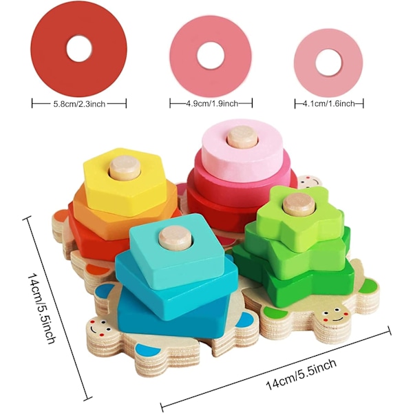 Barneleke, Treleke 1 2 3 4 År Gammel, Montessori Baby Leke Geometriske Utdannings Spill Form Stable Sortering og M C