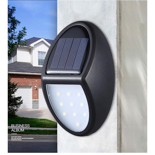 Solcellelampe til utendørs, 10 LED Solcellelampe LED Vegglampe, eclaira E