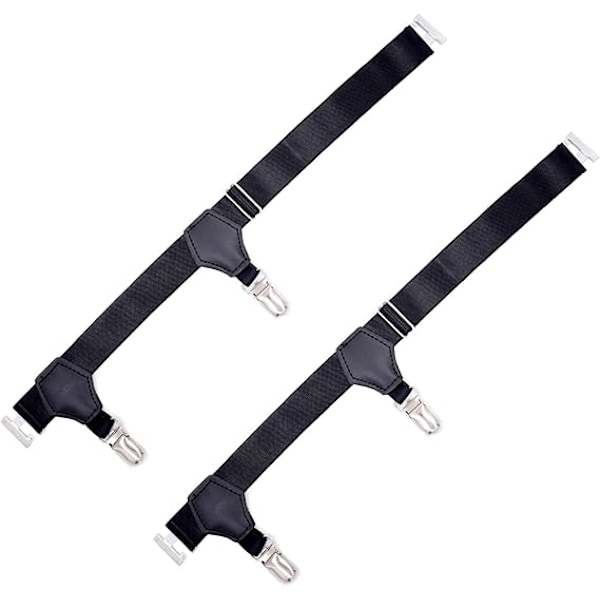 2-pack Herrskjort- och strumppåsklämmor, justerbar längd, svart