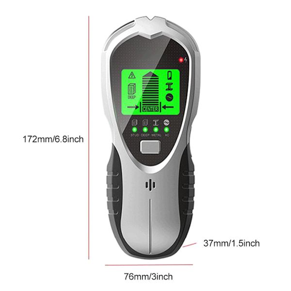 Vægdetektor 4 i 1 Vægmetalsøger med LCD-skærm Stud Finder, Detektor til detektering af metaller, elektriske ledninger, W