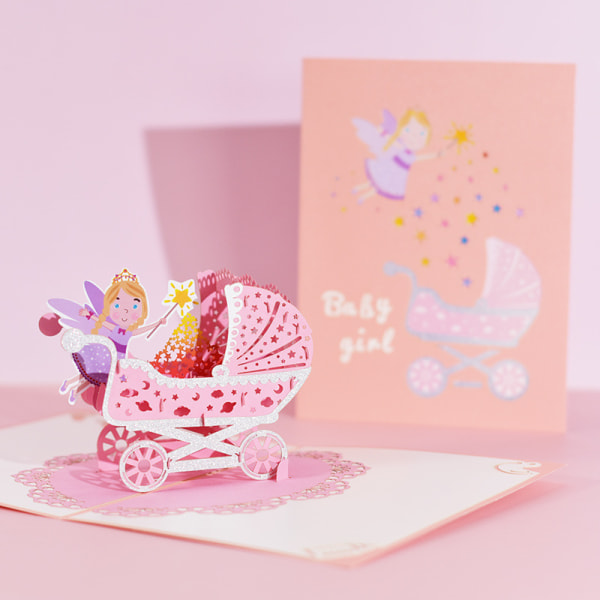 2-pak håndlavede 3D Pop Up Tillykke lykønskningskort til gaver til nyfødte babyer
