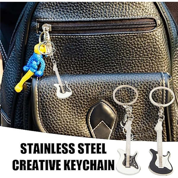 2 stycken gitarrnyckelringar, trendiga metallgitarrnyckelringar, rocknyckel R