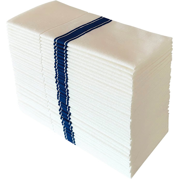 Blå 50-pack engångsservetter i tyg - Inbyggd bestickficka -