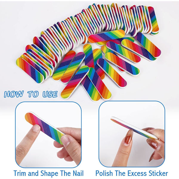 100 stk. Mini neglefile Dobbeltsidede Professionelle Neglefile C