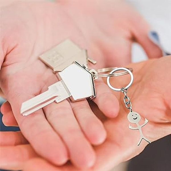 Sjov Smiley Face Figur Keychain med Tegnsprog - Finger Stickman - Sød Trendy Taske/Bilnøglevedhæng - Pargave Y
