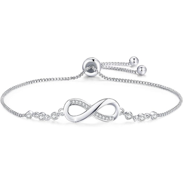 Damarmband 925 Sterling Silver, Infinity Heart Armband wit