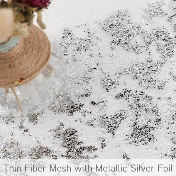 4-delad silver bordsduk set, glittrande metallisk guld tunn mesh bordsduk rulle