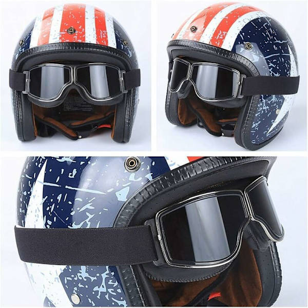 Motorsykkel- og Jetbriller Beskyttende Briller Motorsykkelmasker 18x8cm (Svart Ramme + Klar Linse) B