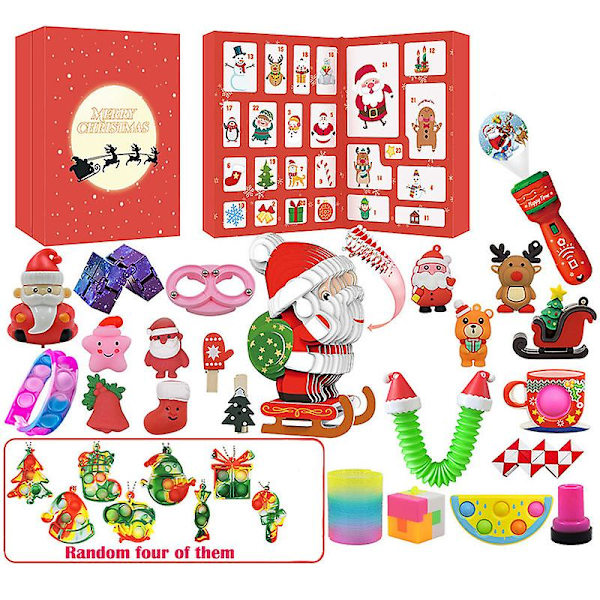 Julkalender för barn, julklappssats, leksakspresentask, 24 dagars nedräkningskalender, julblindbox O