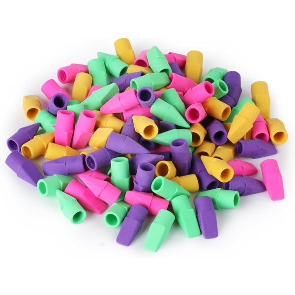 Pencil Top Erasers, Cap Erasers, 200 Pack (slumpmässig färg)