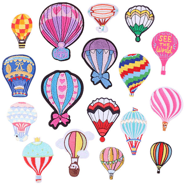 Stryge-på-lap, 17 STK Varmtluftballon Lap Sticker Stryge-på-lap eller Sy-på-lap til Tøj T-shirt Jeans Jakke J