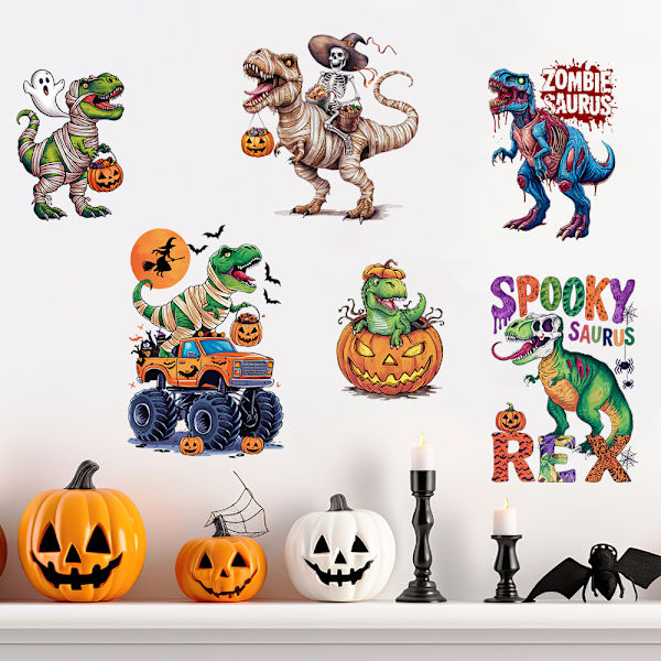 2024 Halloween-zombi-dinosaurus-kurpitsapää-seinätarra B