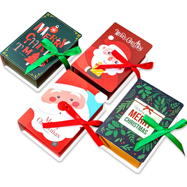 20 Styk Julekageæske Børnegaveæske, Kreativ Magisk Bog Effekt Julegodtæske til Slik Chokolade Wr