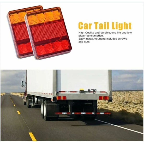 2 stk tilhenger baklys LED baklys bremselys vanntett universell signalindikator for lastebil