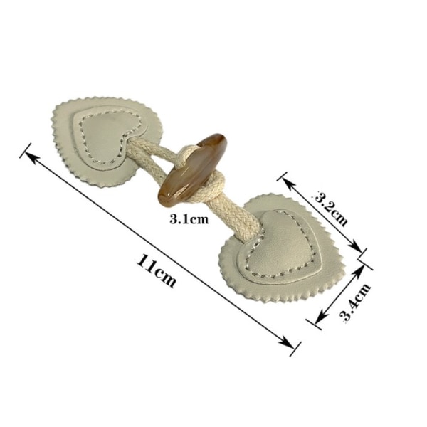 3 par (hvitt) Toggle-knapp, lærhorn Toggle-knapper, PU Lea