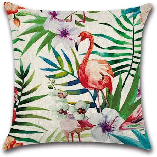 Utekuddöverdrag Set om 4 (45x45cm), Vattentäta Tropiska Växter Blommor Fåglar Mönster Kuddöverdrag för Soffa
