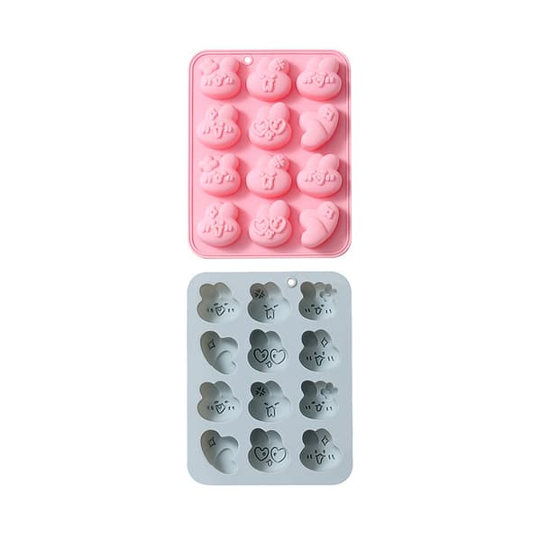 Silikone kageform, 12 søde kaninudtryk, chokoladeform, S