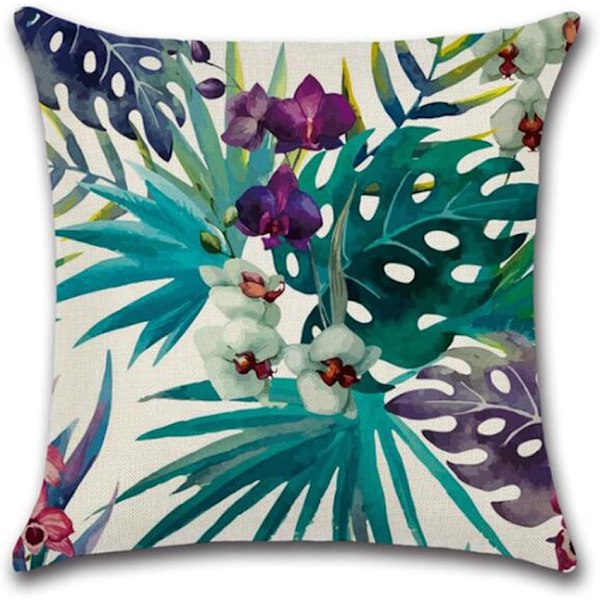 Utekuddöverdrag Set om 4 (45x45cm), Vattentäta Tropiska Växter Blommor Fåglar Mönster Kuddöverdrag för Soffa