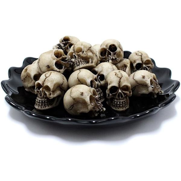 40 stk. Miniature kraniehoveder, mini harpiks Halloween miniature skelethoveder figurer statuer ornamenter