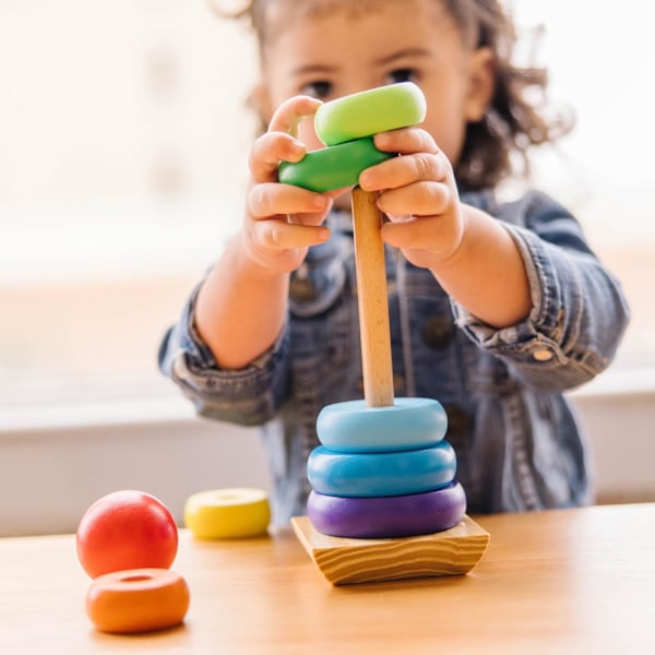 Regnbue Stakker, Tidlig Læring og Legetøj til Småbørn, Aktivitets- og Udviklingslegetøj, Montessori Trælegetøj, Motorisk Legetøj E