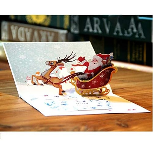 3D julkort, pop-up gratulationskort till jul, kuvert