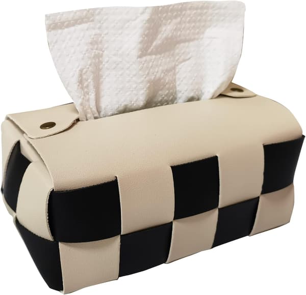 Servietboksbetræk, rektangulær servietboksholder, (beige) læder serviet