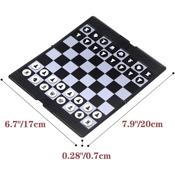 Skak Pung Sæt (20cm) - Mini Brætspil, Foldbar Magnetisk Rejse Skakbræt, Undervisningsspil/Gave til Børn