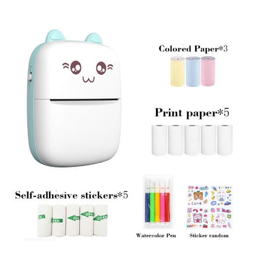 Bærbar fotoprinter, mini termisk printer, trådløs Bluetooth-printer, blækfri printer, klistermærke P