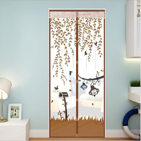 (90 x 210 cm, Ruskea) Magneettinen Hyttysverkko Ovelle - Verho