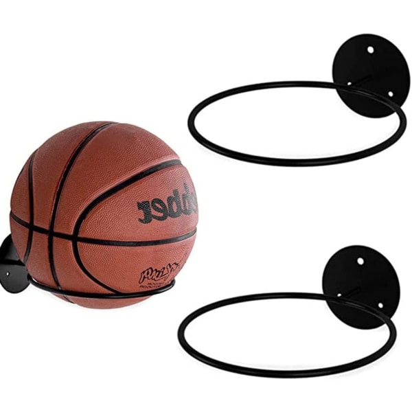 2-pakks basketballveggmontert stativ, sportsballdisplay, svart,