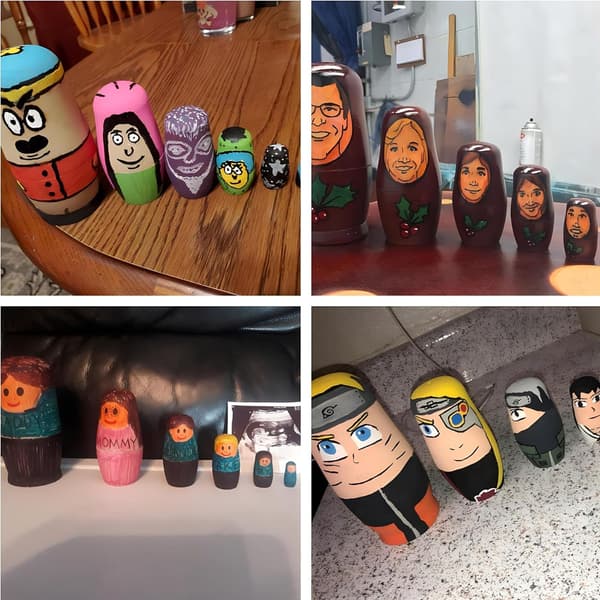 Set med 5 st Omålade Ryska Nesting Dolls, Blanka Dockor, Gör Din Egen Docka