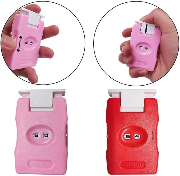 （rød）2 stk. Mini Hekle Stingteller Strikke Sting Radteller