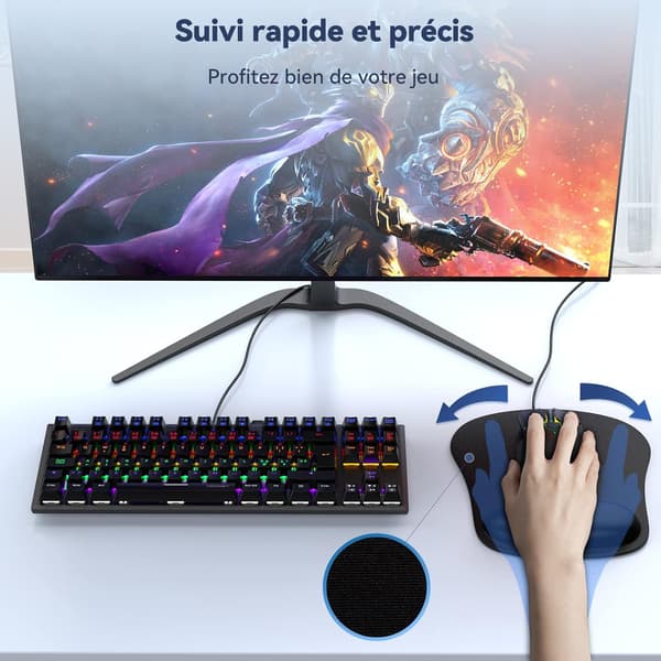 Ergonomisk musmatta med handledsstöd, bärbar, perfekt