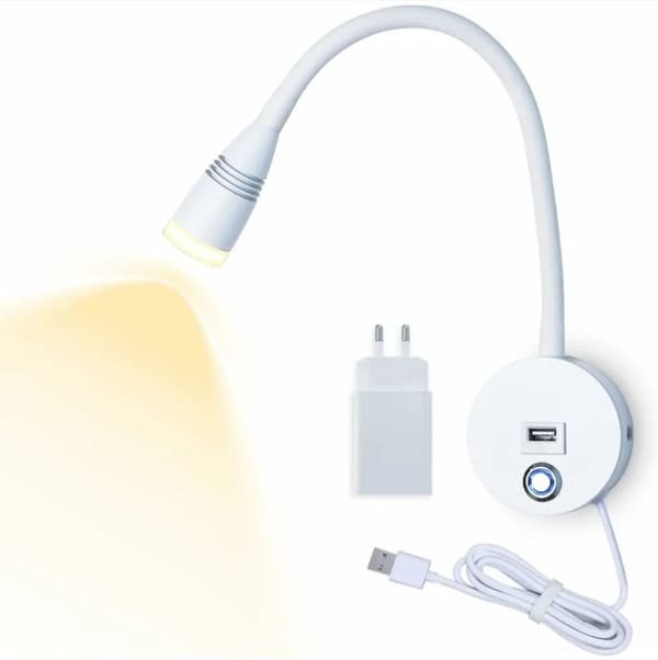 Hvit LED Veggleselamps F J