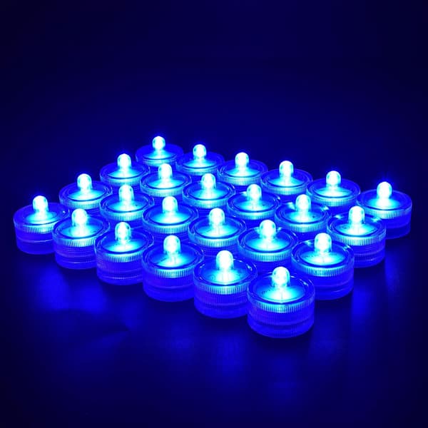 Blå 24-pack Vattentäta Runda Mini LED-TeLjus J