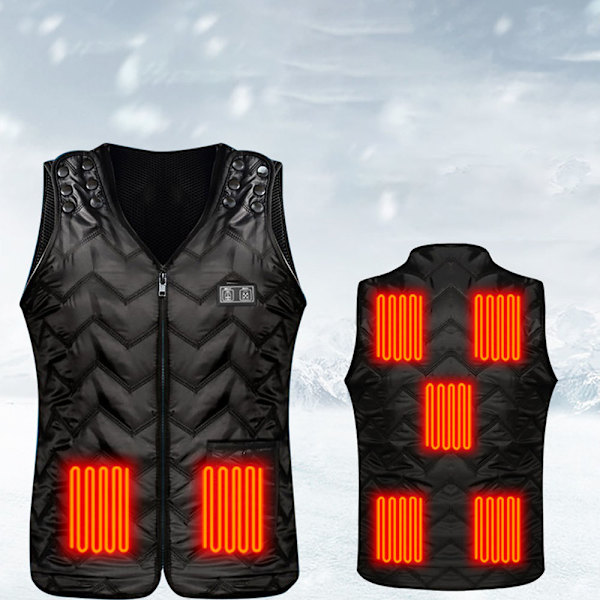 Uppvärmd väst för män 5 zoner Justerbar storlek Tvättbar Vinter varm väst kappa