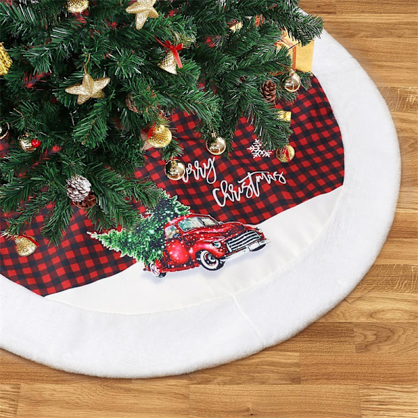 48 tommer sort rød gitter bil juletræsskørt julede