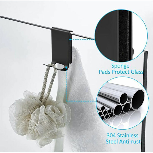 Silver 2-pack Duschkrok för Handduk, Borrfri J