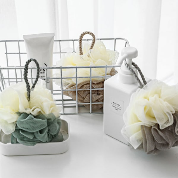 Abrikos Ris-Badebolde Queen Size Badeværelse Blød VASK Gud Forsyninger Glitrende Badeblomst Net Tofarvet Splejsning
