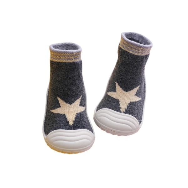 Baby Toddler Sock Shoes-6- Toddler Grey Star Infant Soft Gummi So