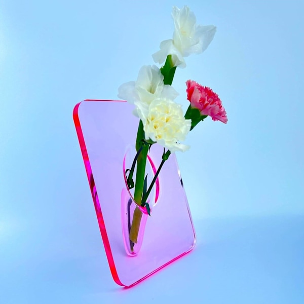 Klar akryl blomvas rektangulär, akrylram vas, art deco vas, dekoration av konsoler och V
