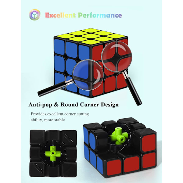 [4 Pakke] Speed ​​Cube Set, Speed ​​Cube 2X2 3X3 4X4 Pyramid Magic Cube for Kids