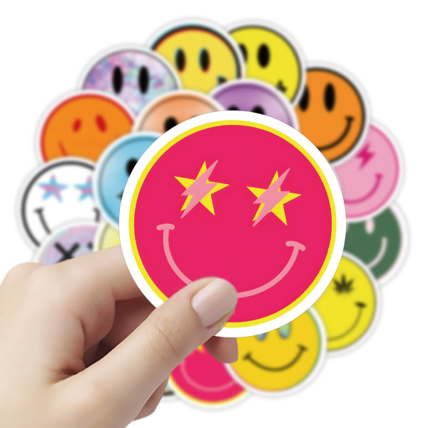 100 Smiley Emoticon Doodle Stickers, Mobiltelefon Bagagehjälm