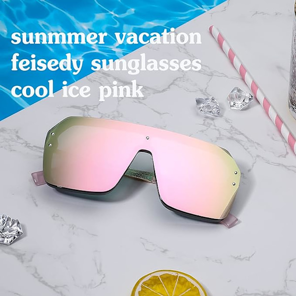(Sort stel Kirsebærblomst Pink) Klassiske endeløse solbriller til mænd og kvinder, udsøgt retro design - Y